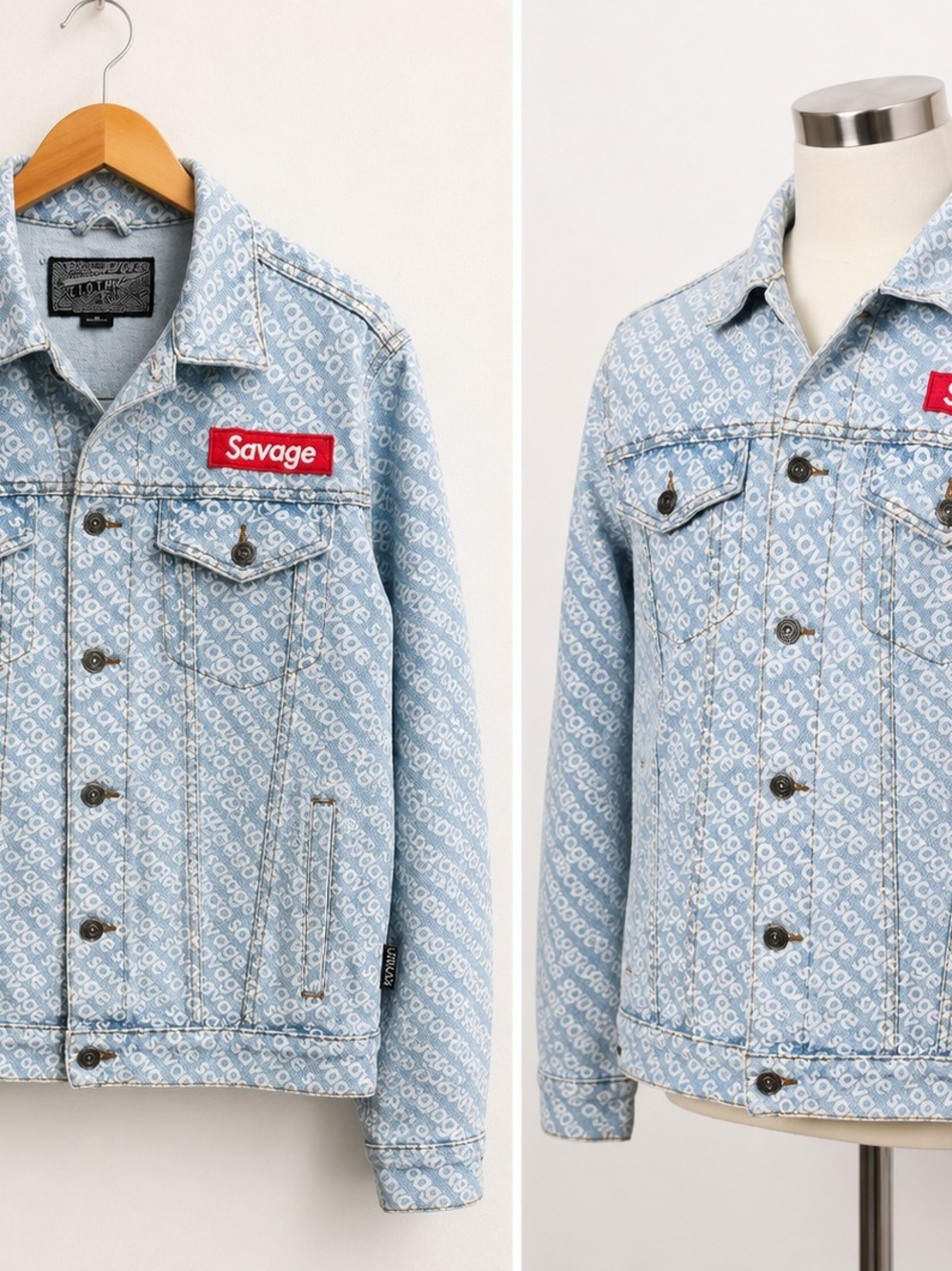 Salvage Light Blue Logo-Print Denim Jacket for Kids